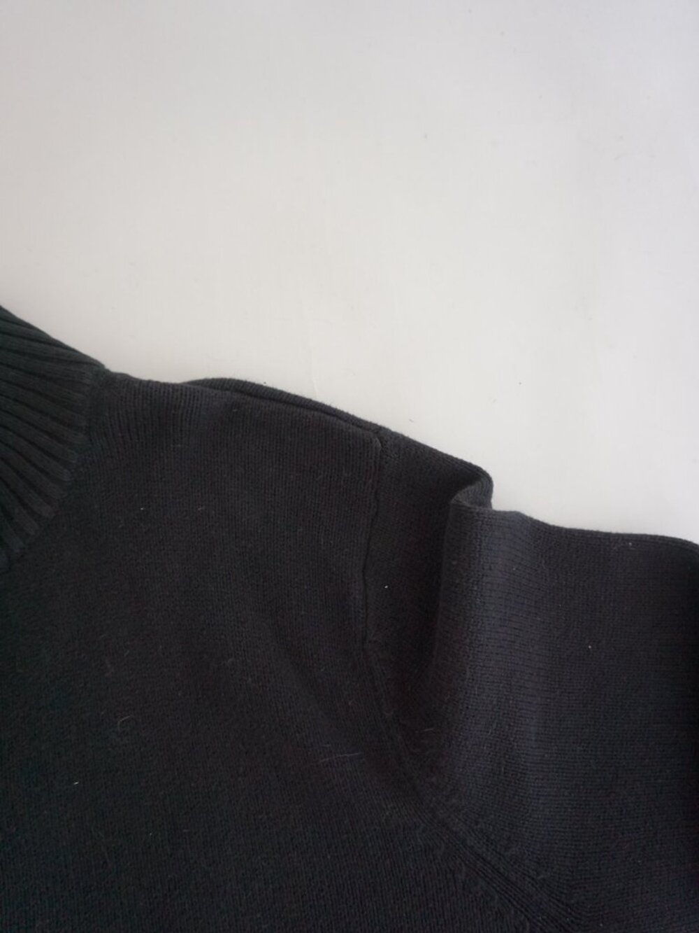 Vintage Denver Hayes Black Full Zip Knit Sweater Ribbed Collar Minimal Classic L - Picture 8 of 10